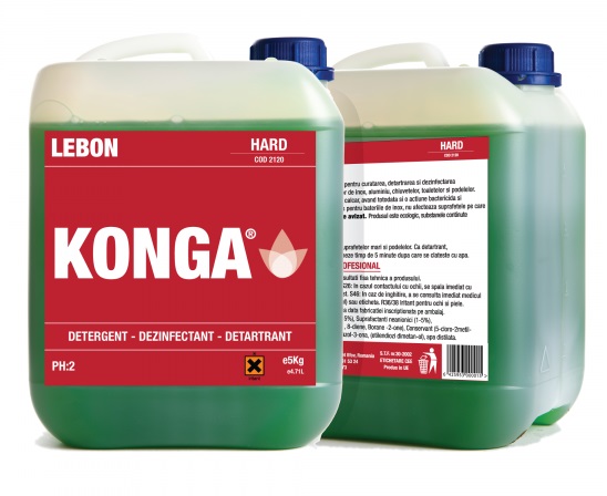 Detergent dezinfectant si detartrant Konga Hard 5L -Aviz biocid